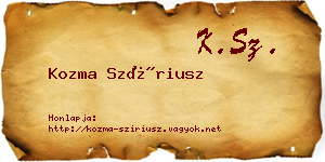 Kozma Szíriusz névjegykártya